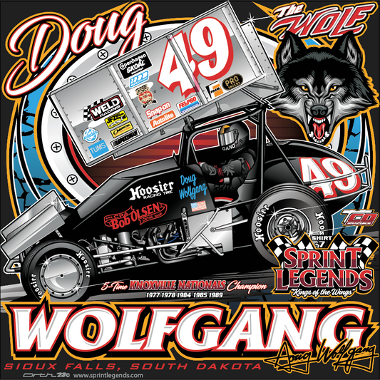 Doug Wolfgang #49 Hoosier Racing Tire Bob Olsen Sprint Legends T-Shirt