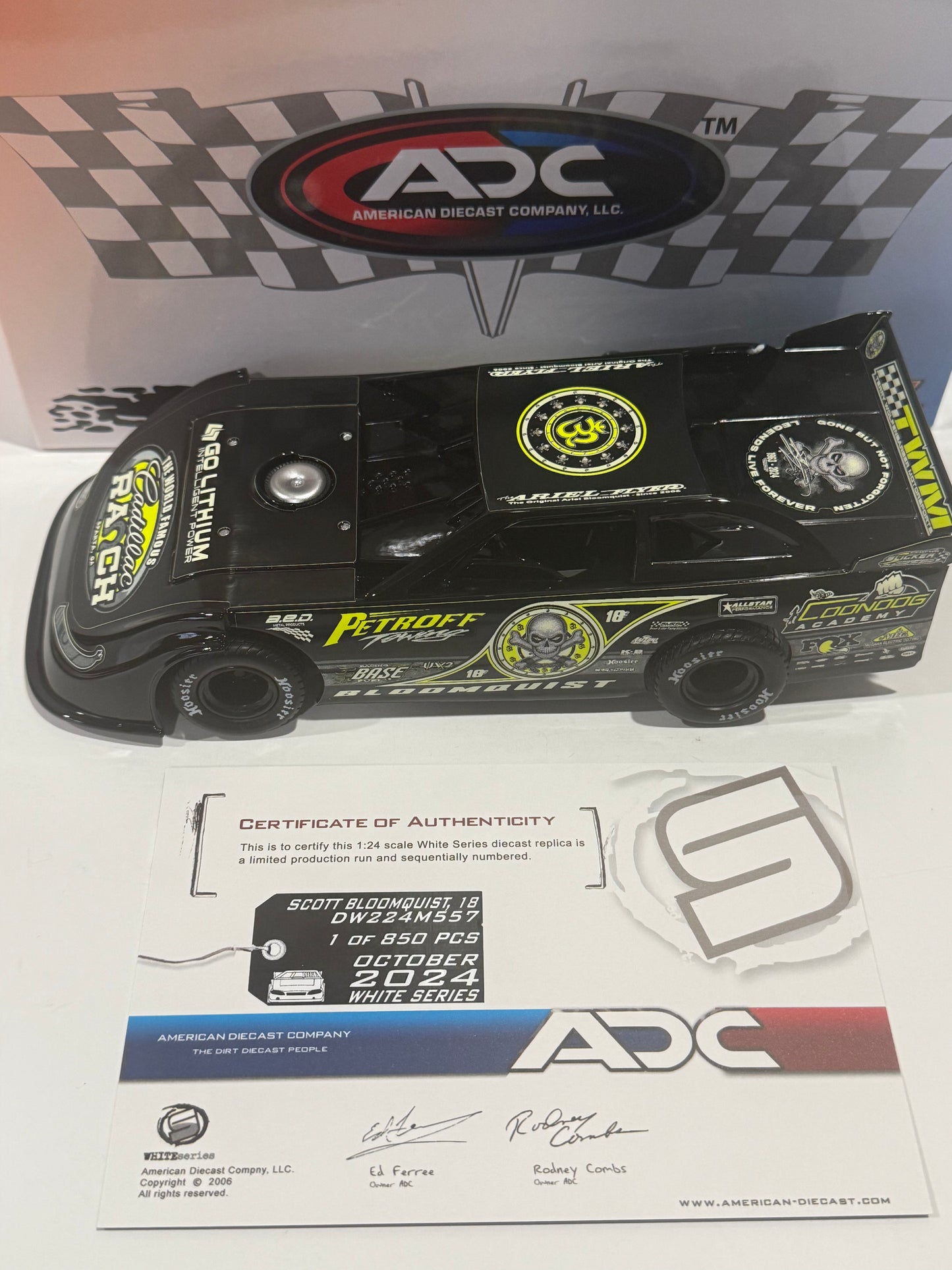 1/24 ADC Scott Bloomquist 2024 Cadillac Ranch Petroff Towing Dirt Late Model