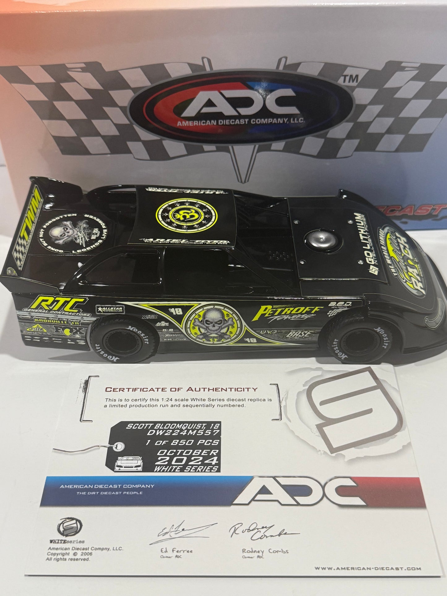 1/24 ADC Scott Bloomquist 2024 Cadillac Ranch Petroff Towing Dirt Late Model