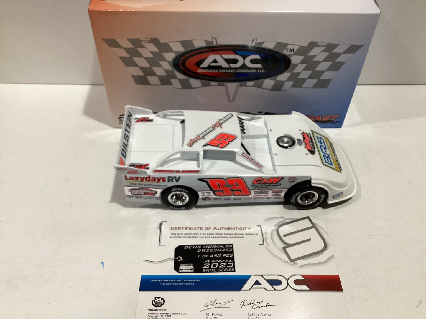 1/24 ADC 2023 #99 Devin Moran Lazy Days RV Dirt Late Model