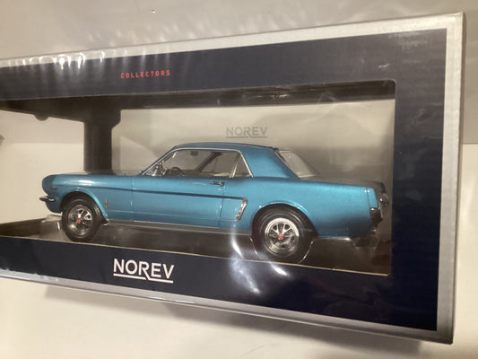 1/18 Norev Ford Mustang Hardtop Coupe 1965 Turquoise Metallic