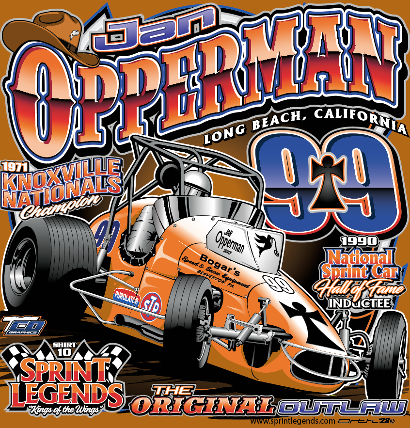 Jan Opperman #99 Bogar's Speed & Snow Equipment Sprint Legends T-shirt